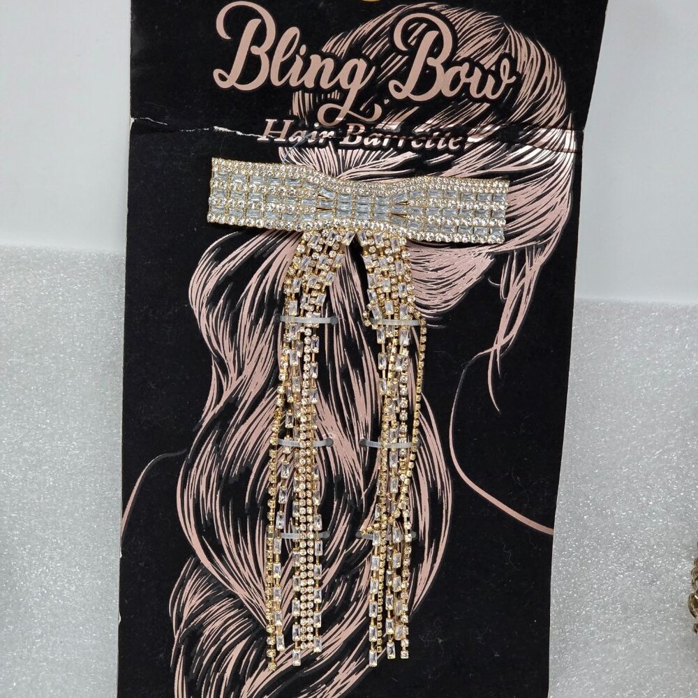 Crystal Rhinestone Bling Bow Hair Barrette Clip For Women